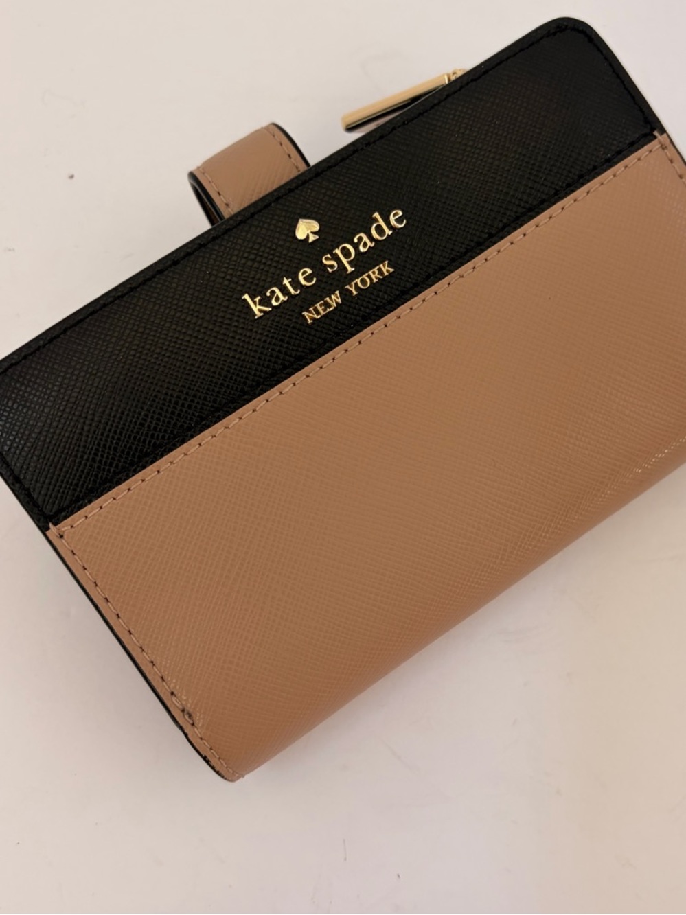kate spade Two-Tone Black & Taupe Saffiano Leather Wallet
